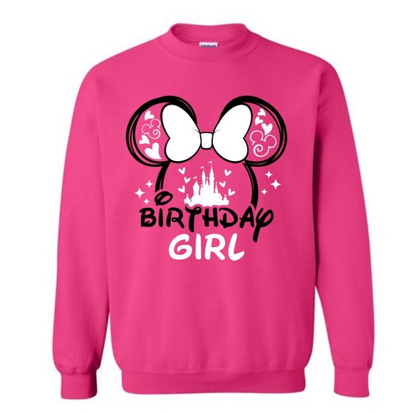 Gildan Sweaters Minnie Birthday Girl Crew Neck Sweater Minnie Mouse
